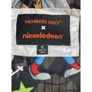 Members Only x Nickelodeon Puffer Jacket White Shiny Hooded Cartoon Lined XXL